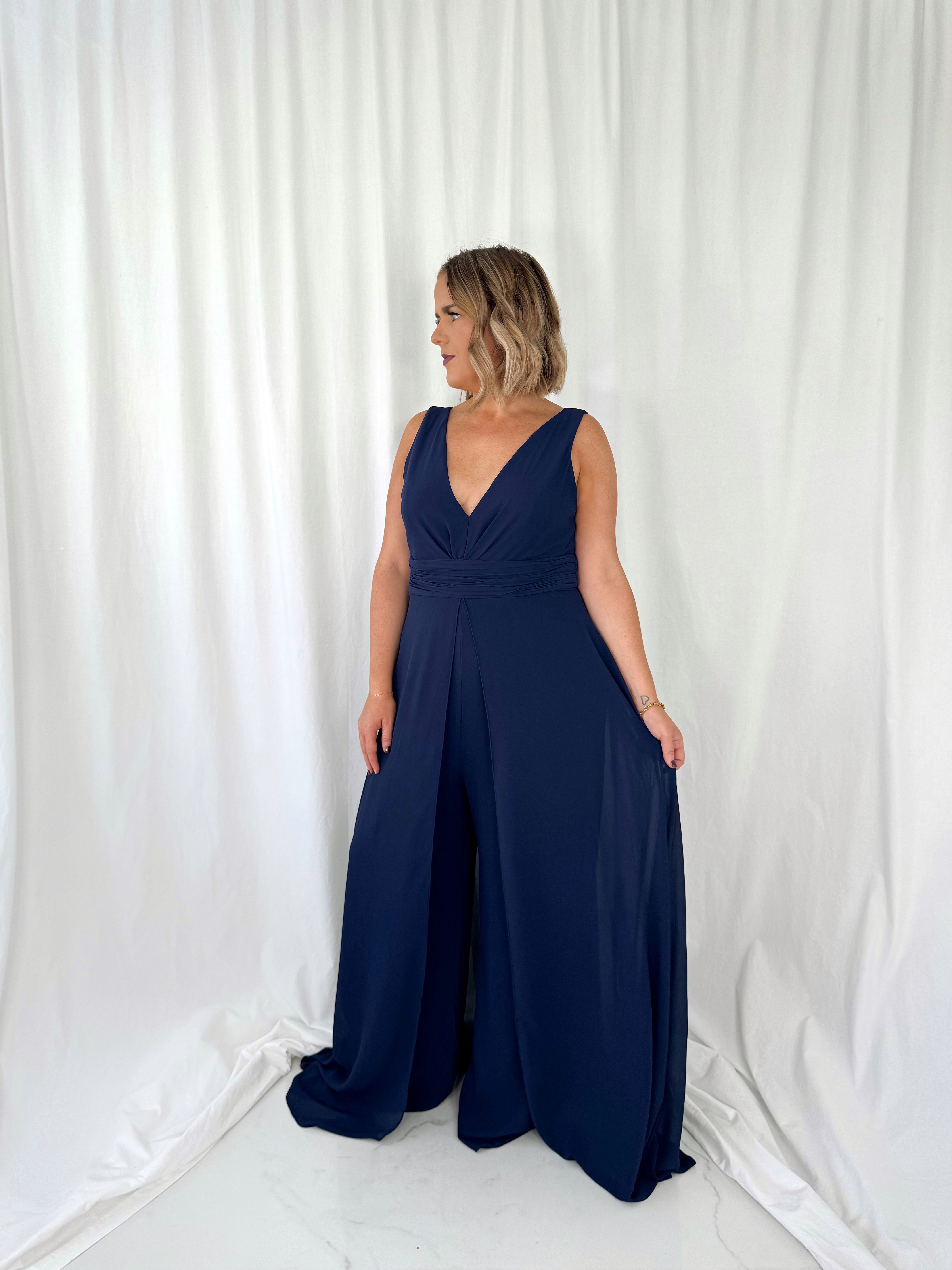 Jumpsuit with a Cape - Navy