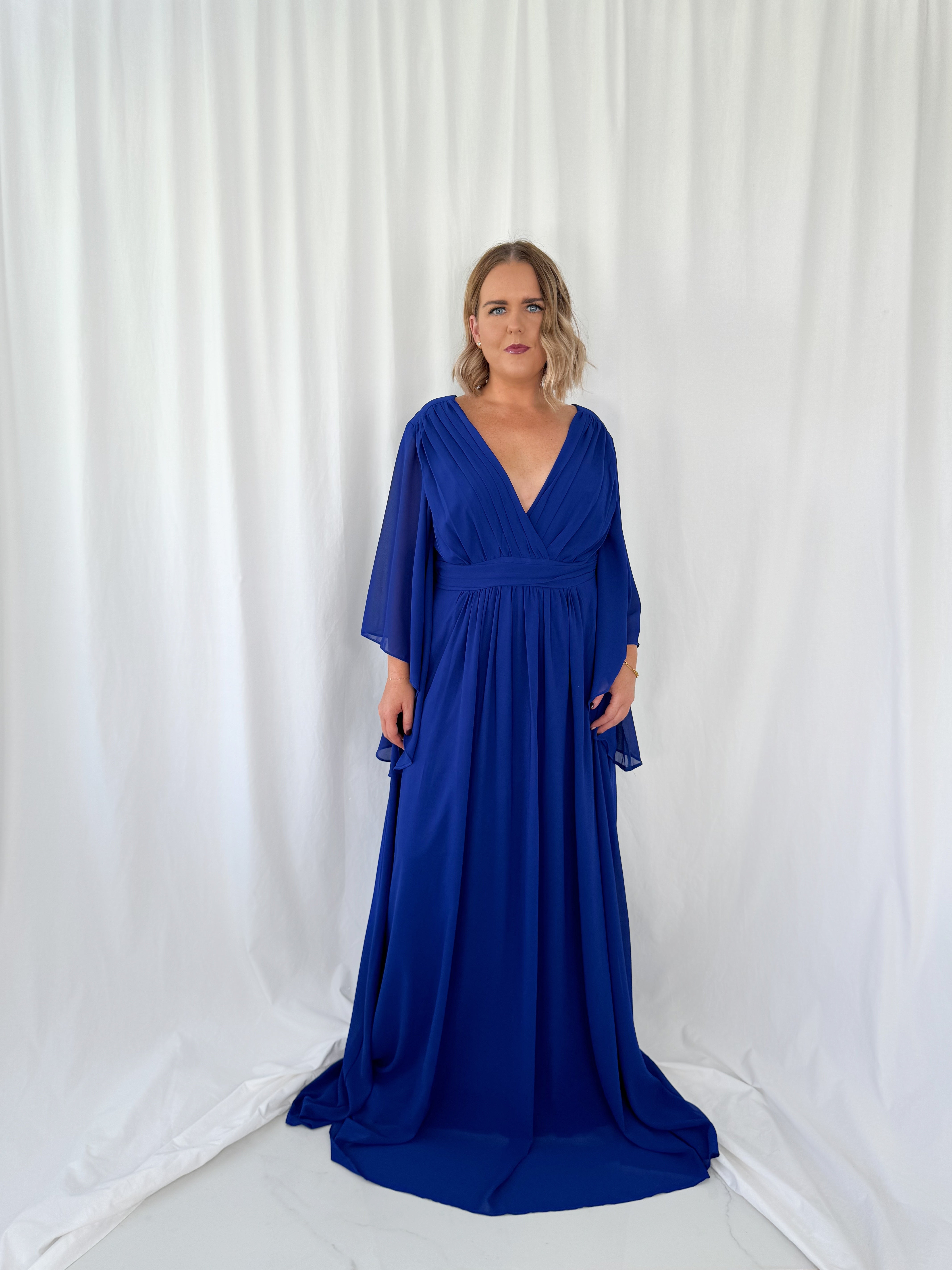 Marthe Bell Sleeves Curve Dress - Blue