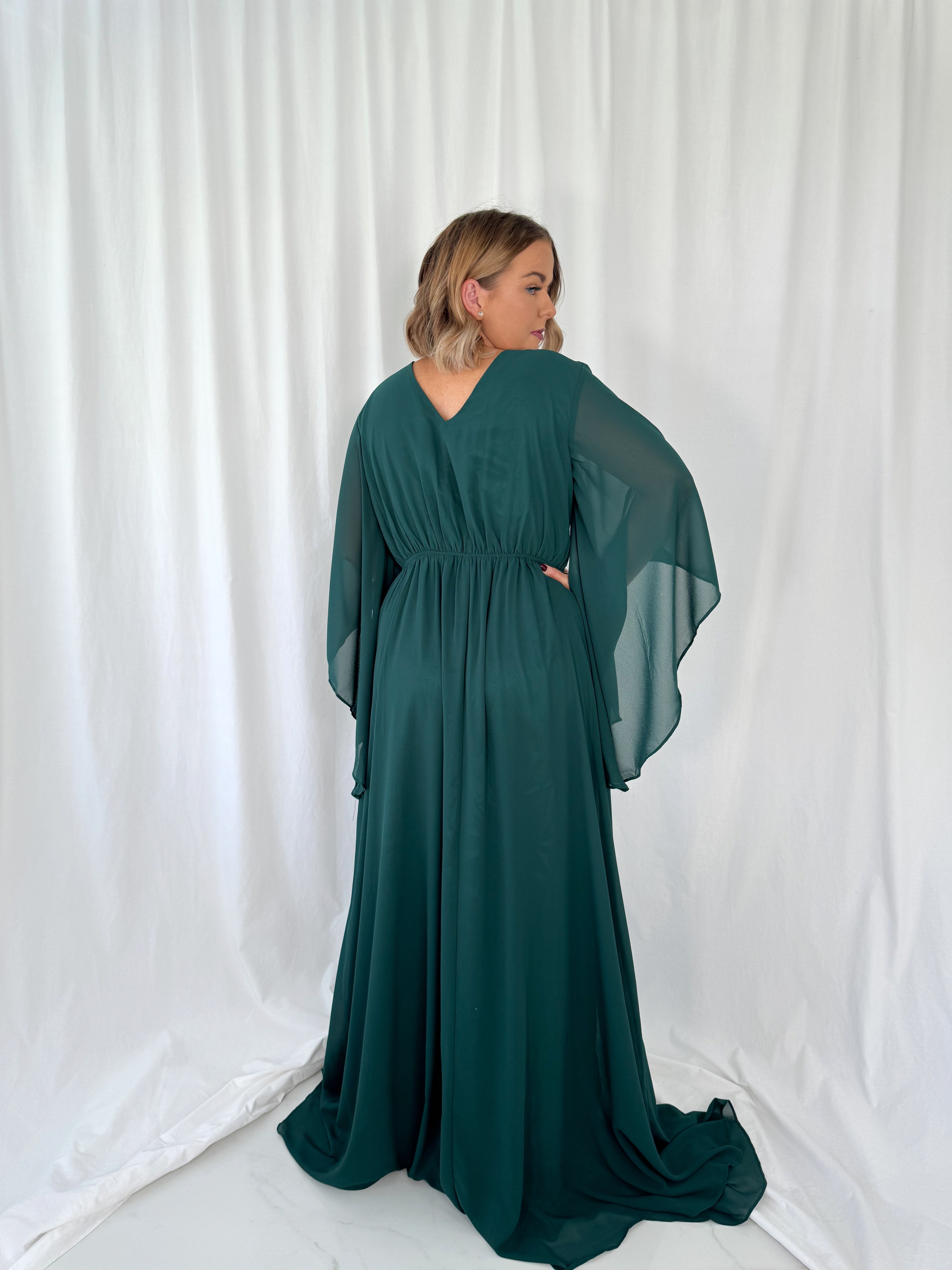 Marthe Bell Sleeves Curve Dress - Green