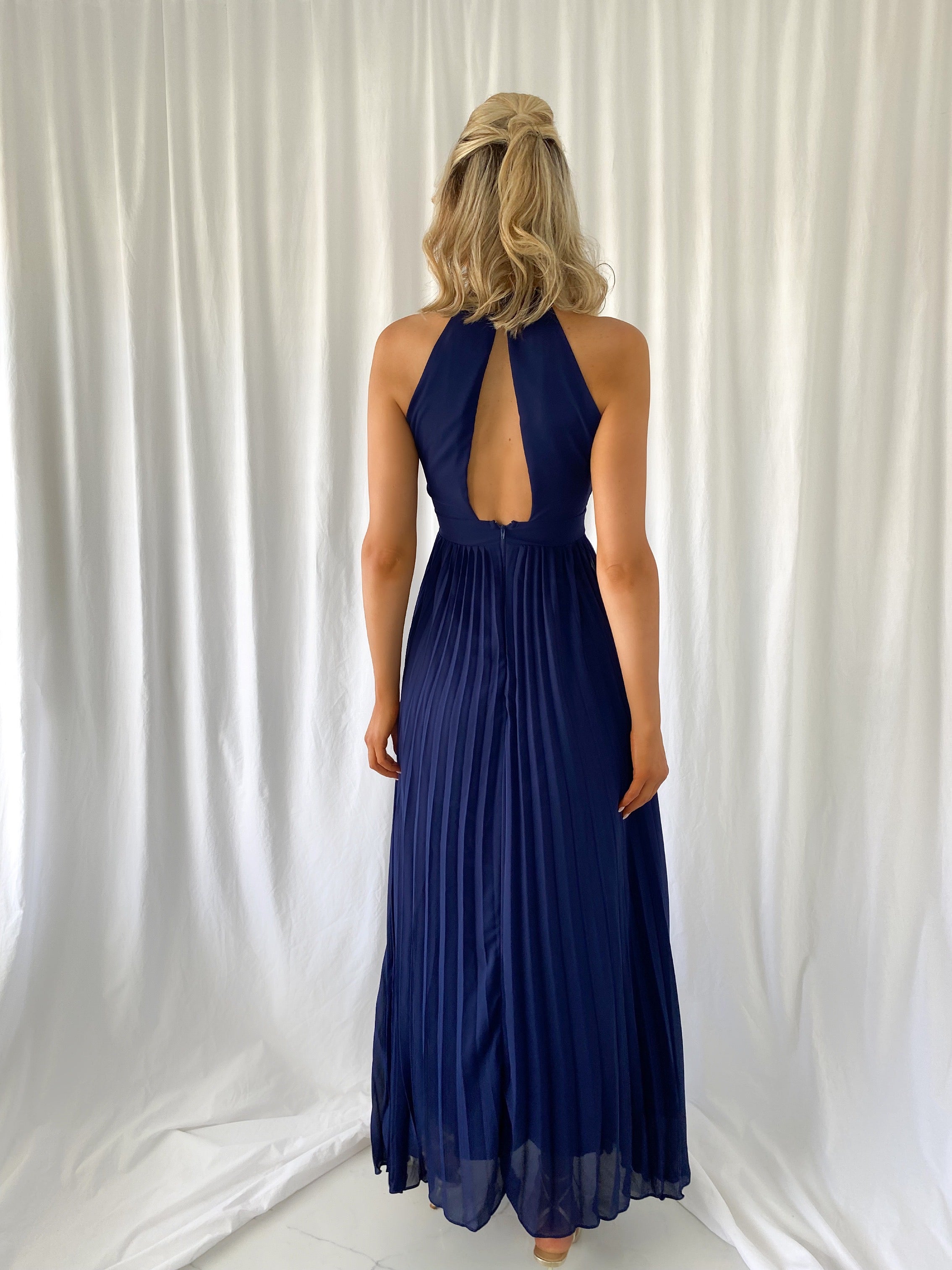 Roxy Pleated Maxi Dress - Navy