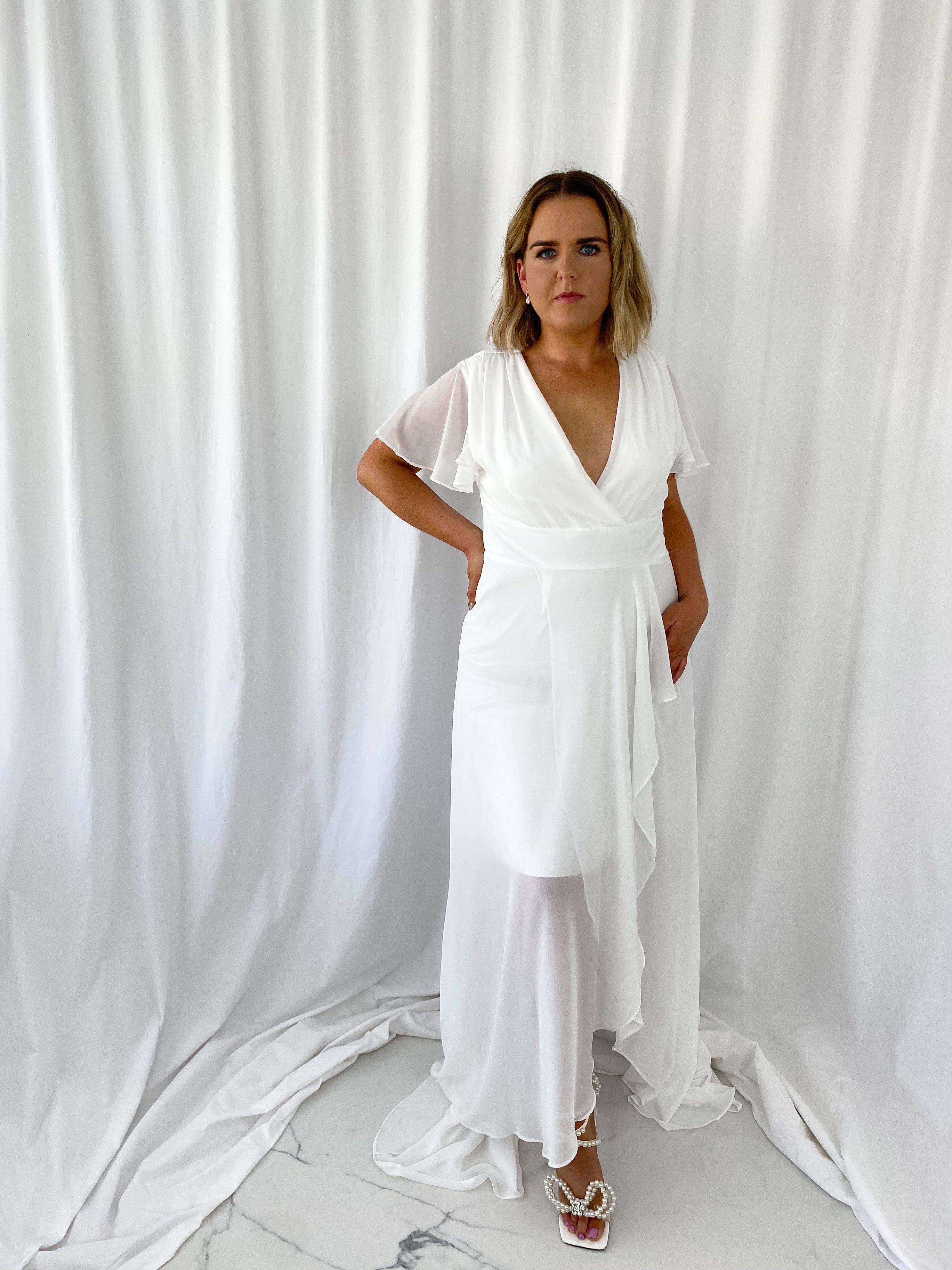 Gaya Ruffle Dress - White