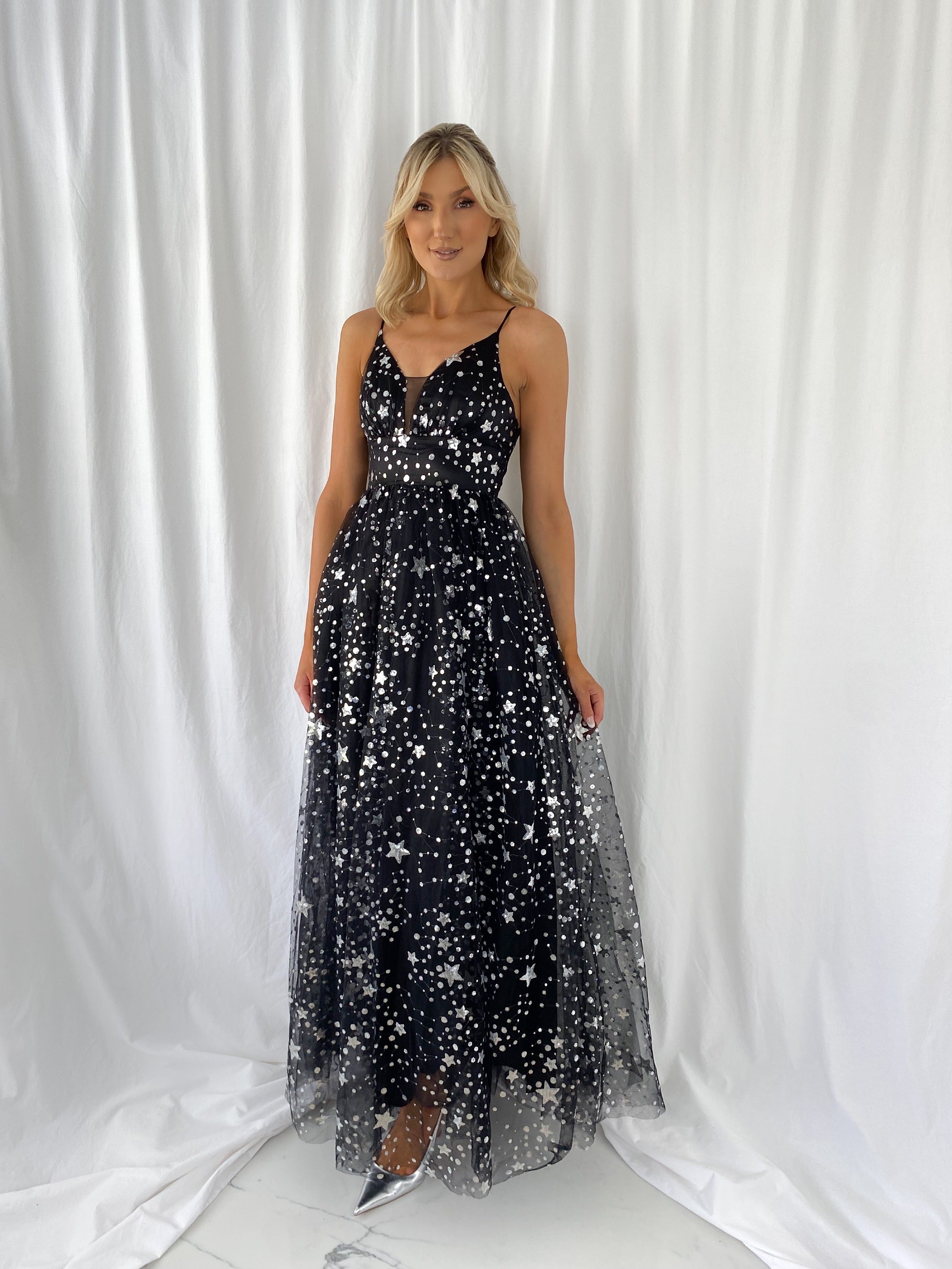 Alexia Tulle Star Sequin Dress - Black