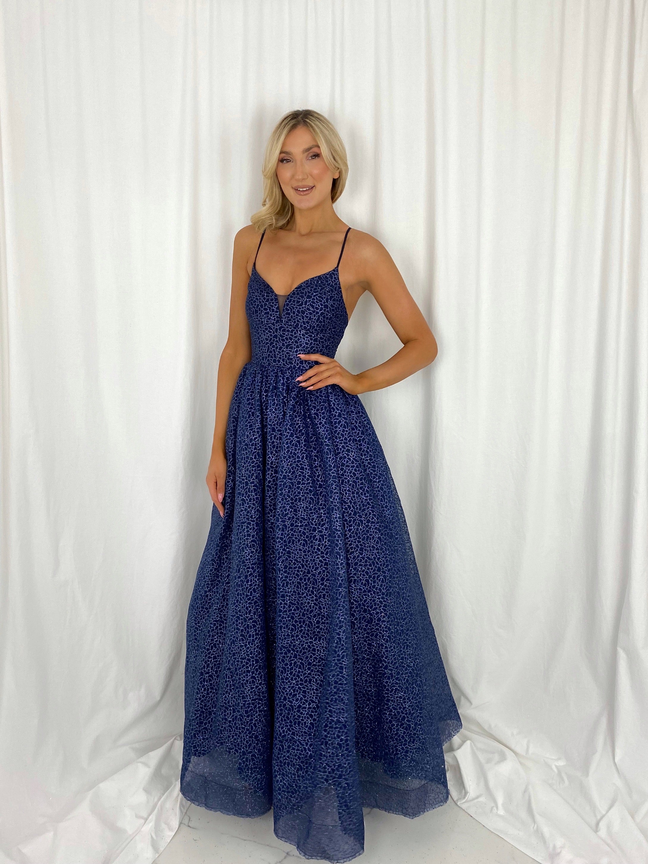 Juline Maxi Princes Dress - Navy