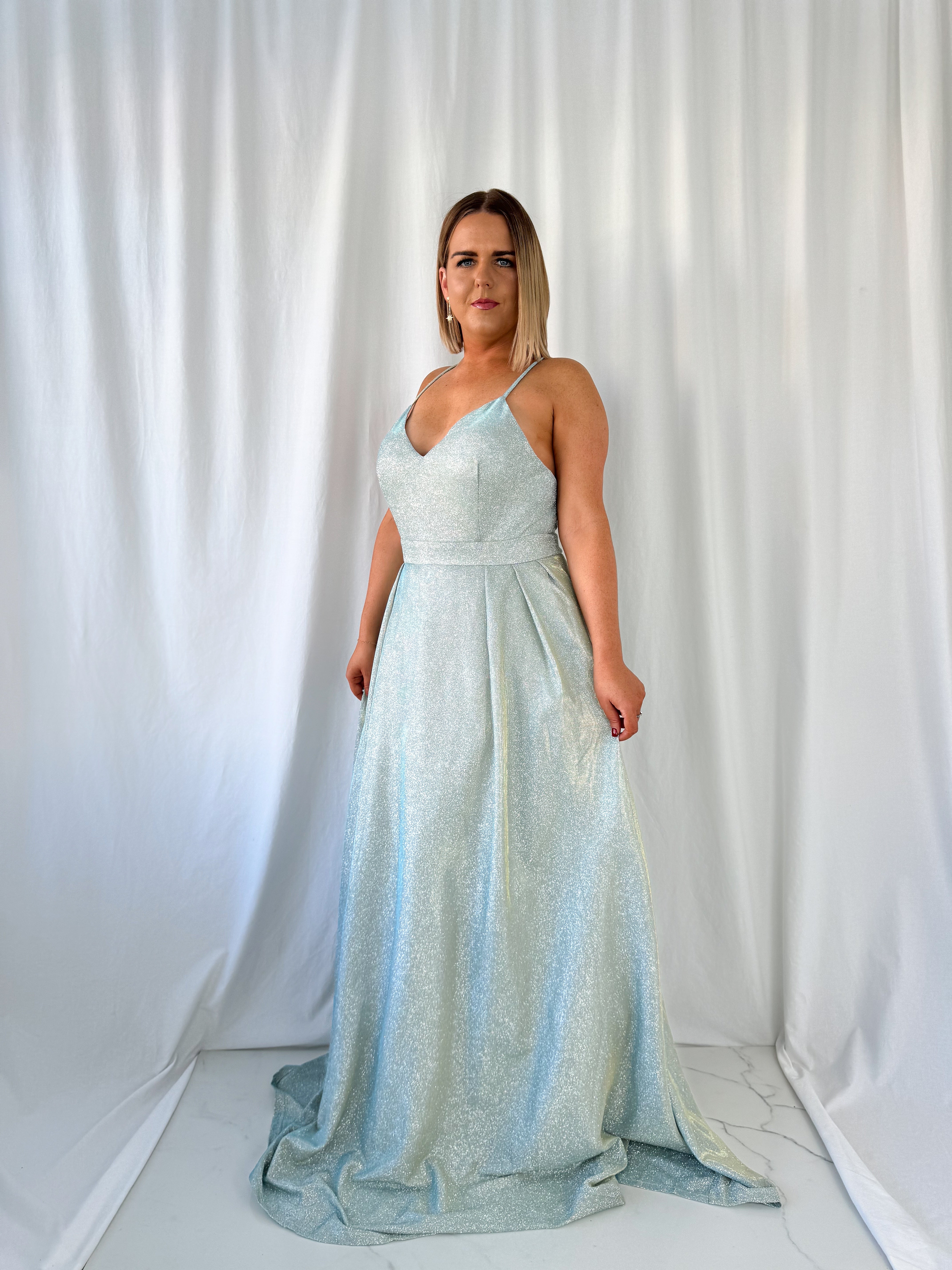 Leoni Maxi Glitter Curve Dress - Light Green