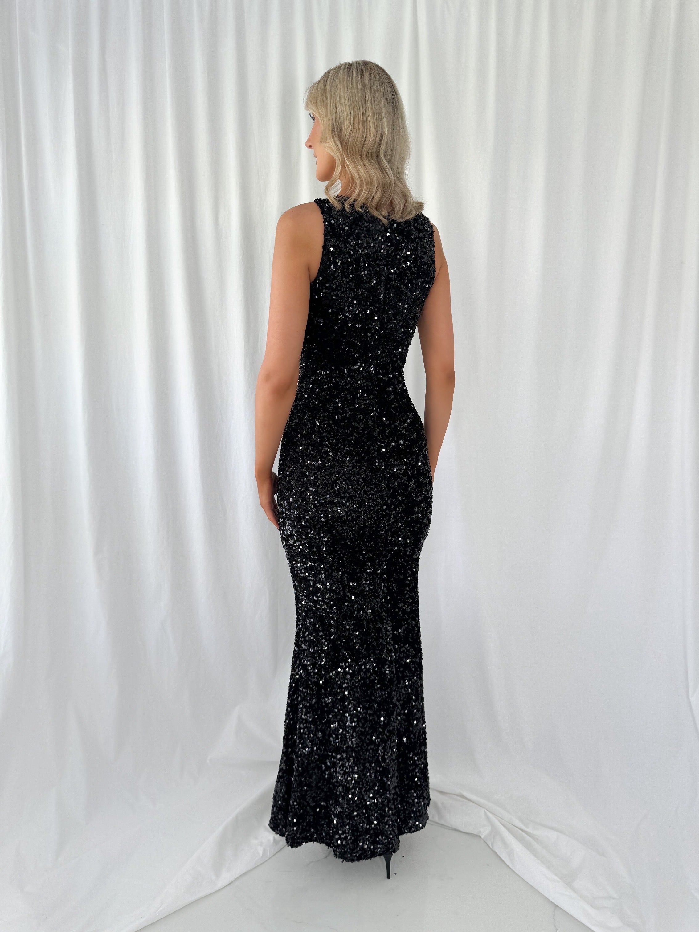 Alexa Sparkly Maxi Dress - Black